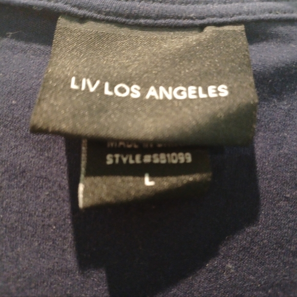 LIV LOS ANGELES  NAVY FLORAL EMBROIDERED PEASANT STYLE BLOUSE! - Picture 2 of 3